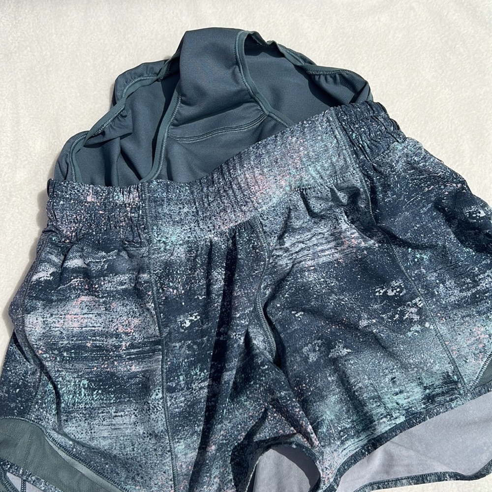 Lululemon Hotty Hot Short II *Long 4" Azurite Mint Tint Multi / Mystic Green 6 - Picture 10 of 15